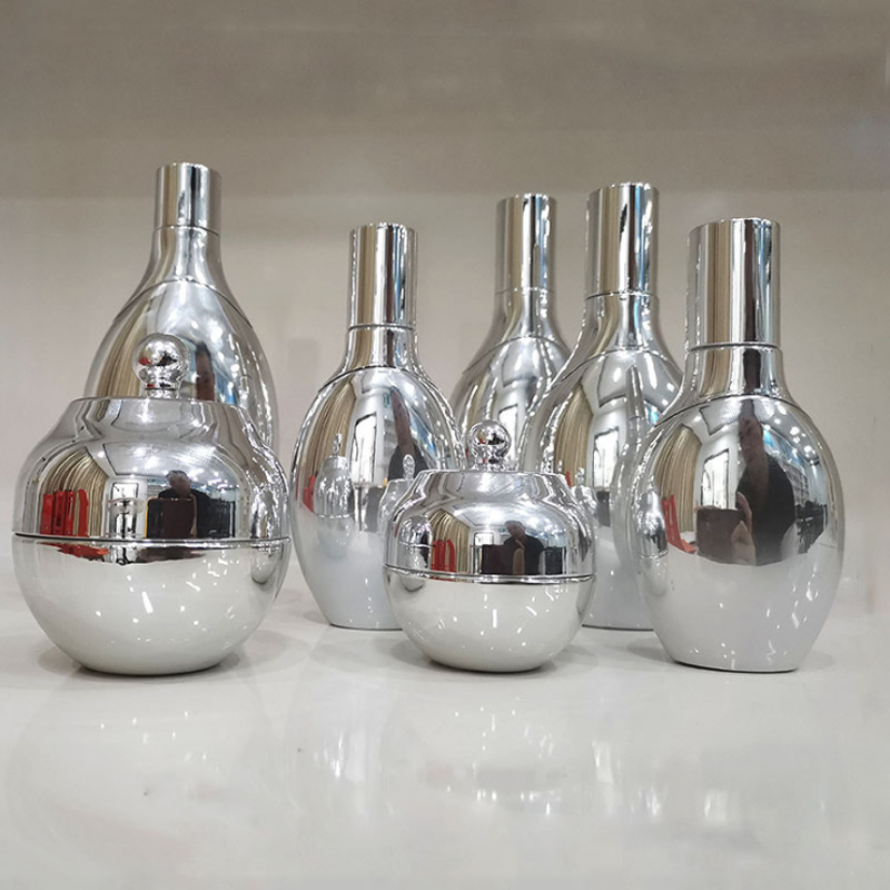 新款电镀银套装玻璃瓶 水乳霜套装护肤玻璃瓶 150Ml爽肤水玻璃瓶